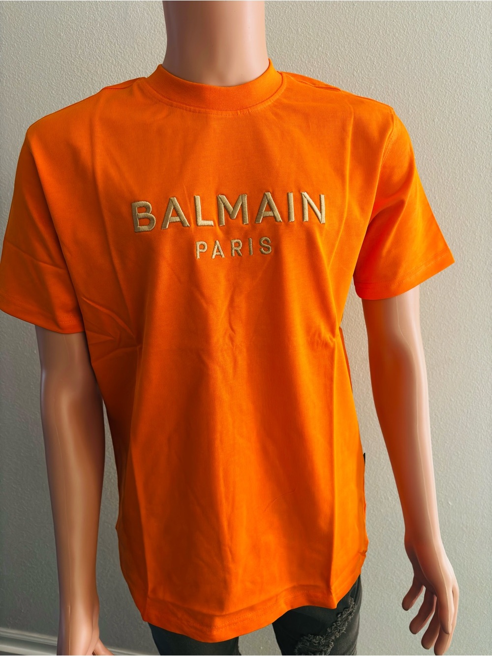 Balmain Orange Logo T-Shirt with Tag